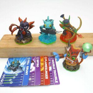 Skylanders Spyro's Adventure Double Trouble Flameslinger Gill Grunt Figures Card